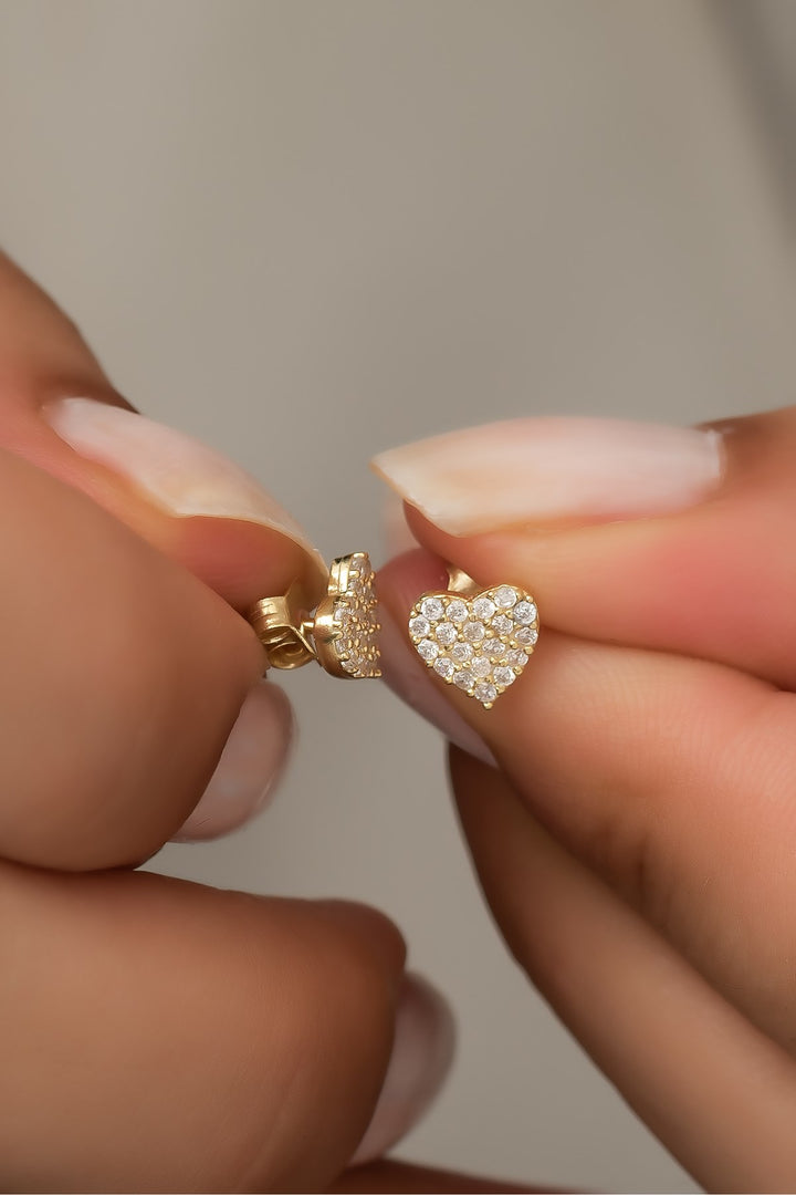 925 Sterling Silver Heart Stud Earrings for Women