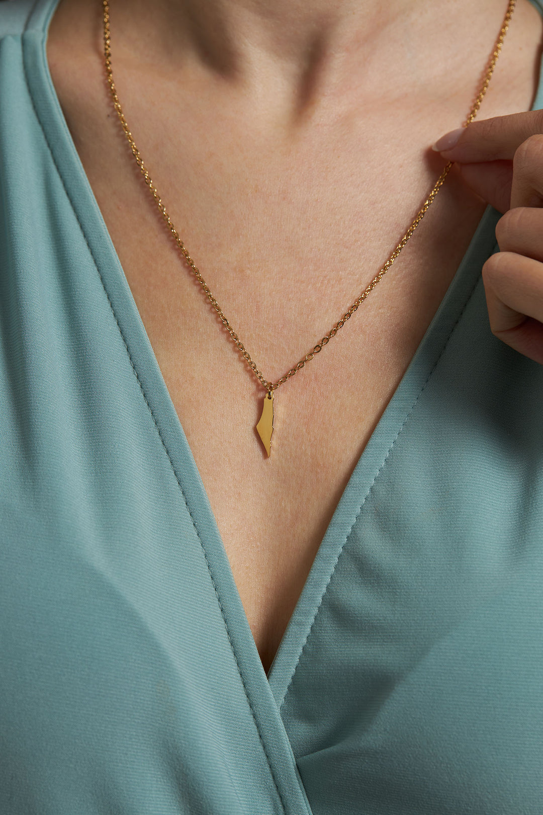 Minimalist Palestine Map Necklace