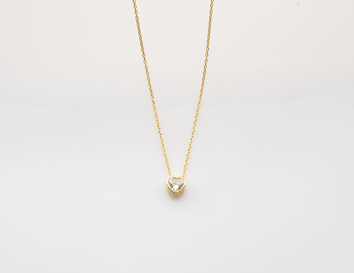 White Zircon Stone Heart Necklace