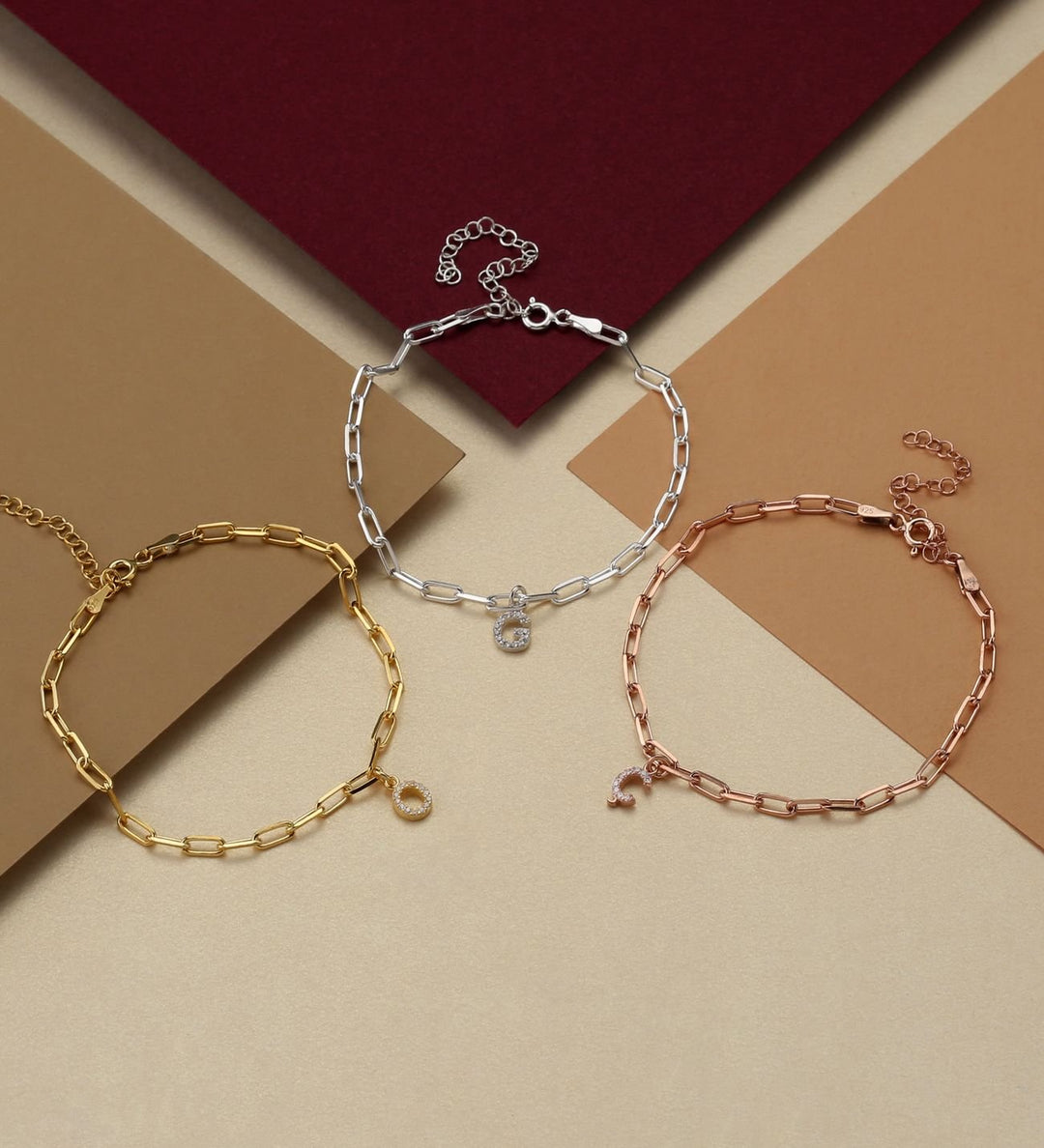 Minimal Chain & Initials Letter Bracelet - HULYAH